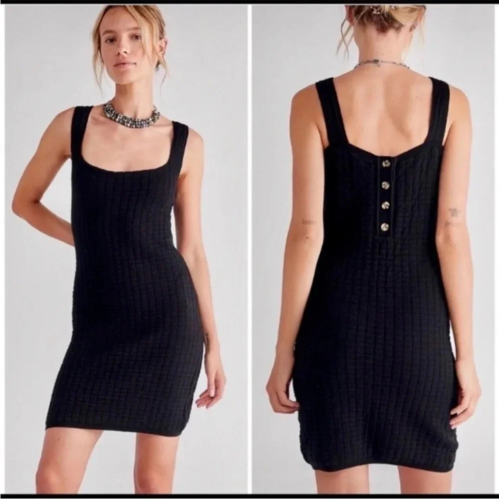 FREE PEOPLE BEACH REVOLVE WOMENS BLACK SHORT N SWEET BLACK MINI DRESS SIZE S